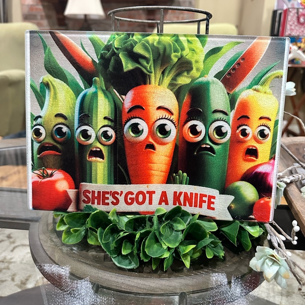 Colorful Vegetable Glass Cutting Board